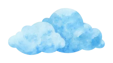 two blue clouds on a white background