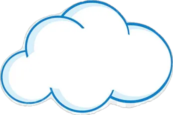 a white cloud with a blue outline