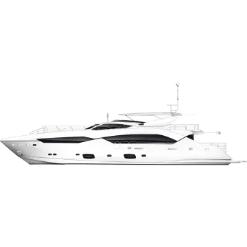 a white yacht with black trim on the side