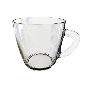 a clear glass cup on a white background