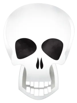 a white skull mask with black eyes