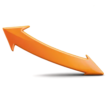 an orange arrow on a white background
