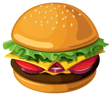 a hamburger with cheese, tomato and lete