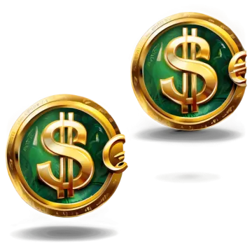 a pair of gold and green dollar signs