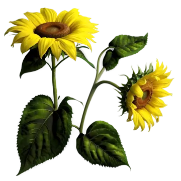 two sunflowers on a white background