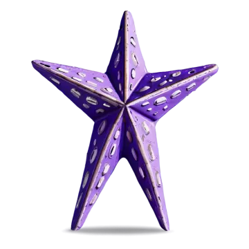a purple and white star on a white background
