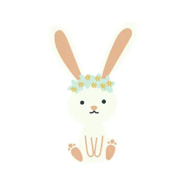 a white rabbit with flowers on its head