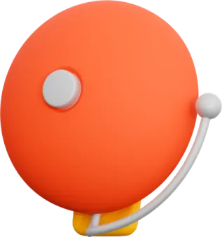 an orange ball with a white dot on it