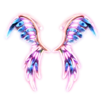 two pink and blue wings on a white background
