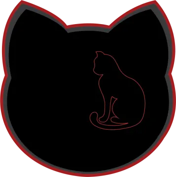 a black cat sitting on top of a red circle