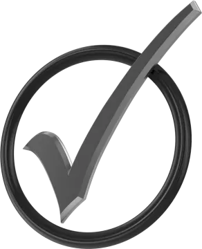 a black check mark on a white background