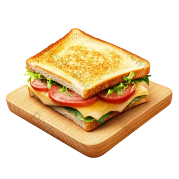 a sandwich on a wooden cutting board