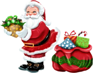 a santa claus holding a bag of presents