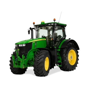 a green tractor on a white background