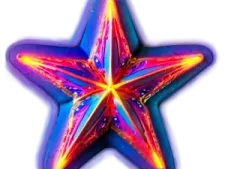 a rainbow colored star on a white background