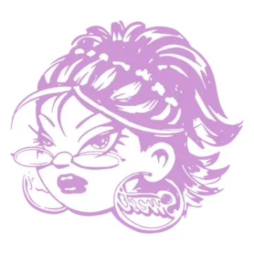 a drawing of a girl with glasses and a hat