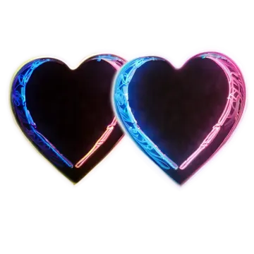 two heart shaped mirrors on a white background
