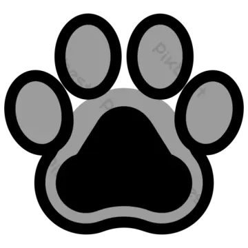 a black and white paw print on a white background