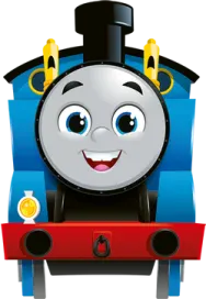 a cartoon train with a smiling face