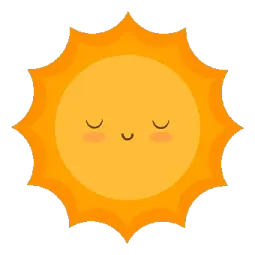 a cartoon sun with its eyes closed