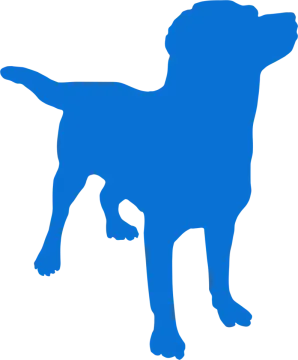 a blue silhouette of a dog