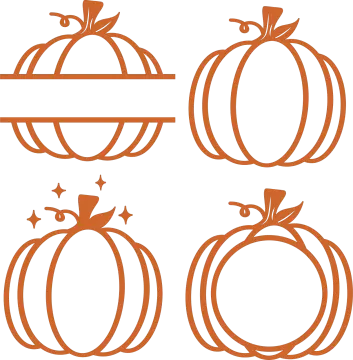 a set of pumpkins on a white background
