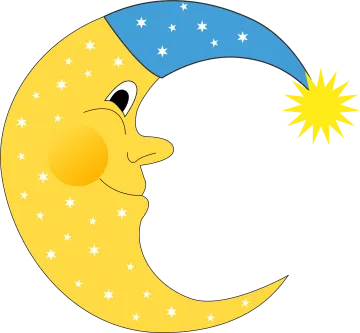 a cartoon moon with stars in the sky