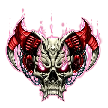 an image of a skull with horns and wings
