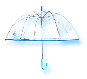 an umbrella with blue paint on it