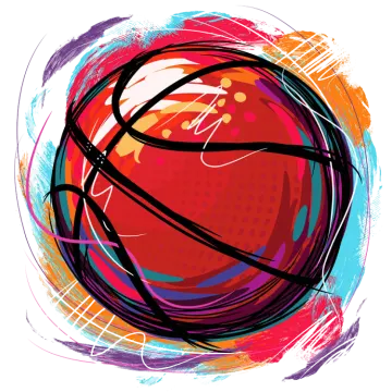 a basketball ball painted in bright colors