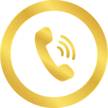 a gold phone icon in a circle