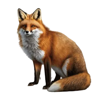 a red fox sitting on the ground