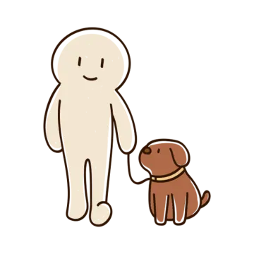 a brown dog standing next to a white man