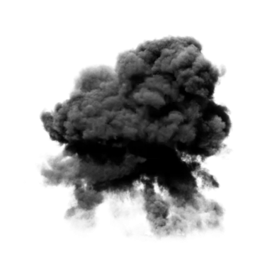 a black cloud of smoke on white background