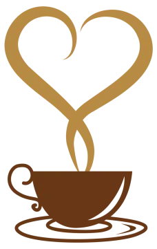 a coffee cup with a heart in the middle