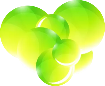 three green circles on a white background