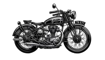 a black and white drawing of a motorcycle