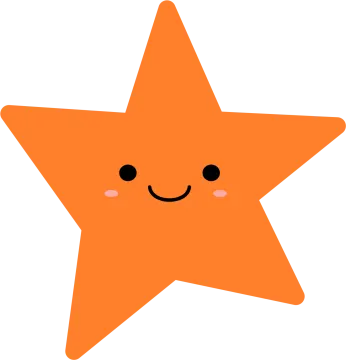 an orange star with a smiling face