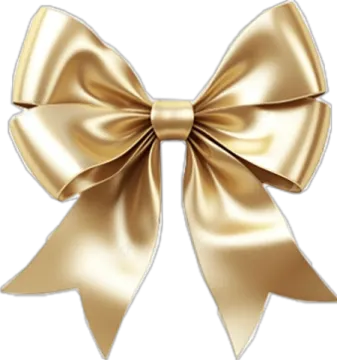 a gold bow with a white background