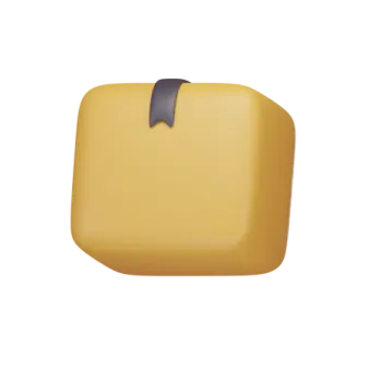 a yellow square icon with a brown ribbon