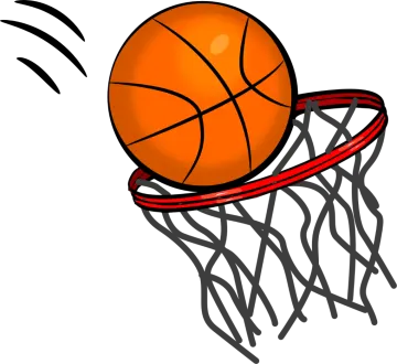 a basketball ball flying through the hoop