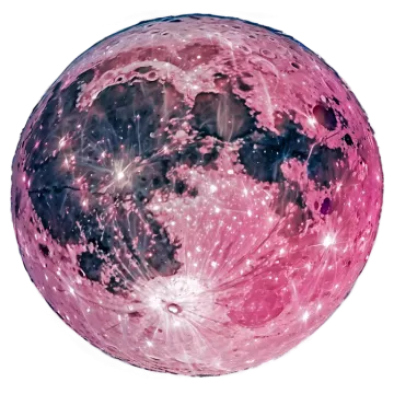 a pink moon with stars in the sky
