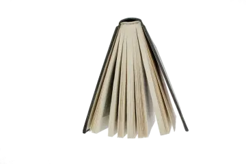 an open book on a white background