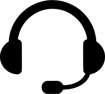 a black and white headset icon