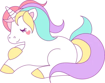 a drawing of a unicorn laying down