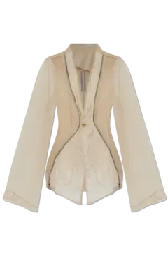 a women's beige jacket with zippers