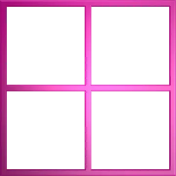 a pink window with four panes of glass