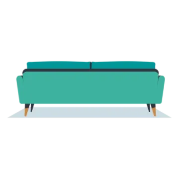 a green couch on a white background