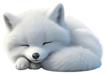 an illustration of a sleeping white fox