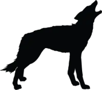 a black and white silhouette of a dog